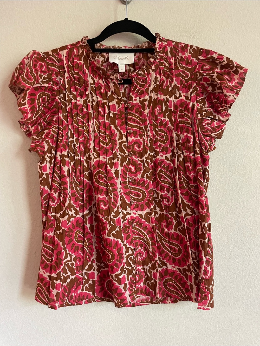Cleobella Calla Blouse in Aurora Paisley Print Ruffle Cap Sleeves Size Small - Picture 2 of 7